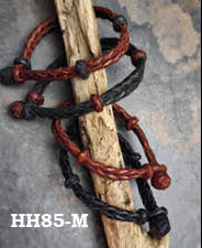 L Bracelet Leather Braided Men's Large - Assorted