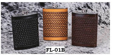 Flask Basketweave Leather