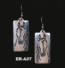 Earring Rectangle Horse Made in the USA