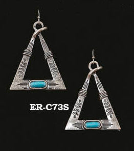 Earring Triangle Silver with Turquoise