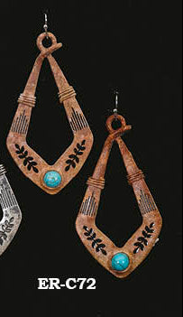 Earring Diamond Shape Brown with Turquoise