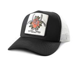 Ariat Ladies Ponyflo Cap Snap Back Rose Patch Black