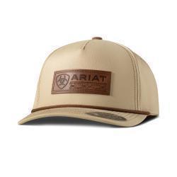 Ariat Mens FlexFit 110 Cap SnapBack Faux Leather Patch Khakhi