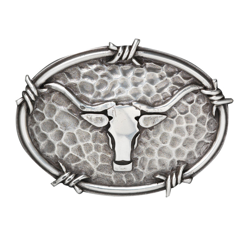 Ariat Oval Steer Head and Barbwire Edging Buckle