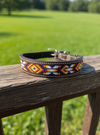 Epic Padded Leather Dog Collar with Beaded Design #C