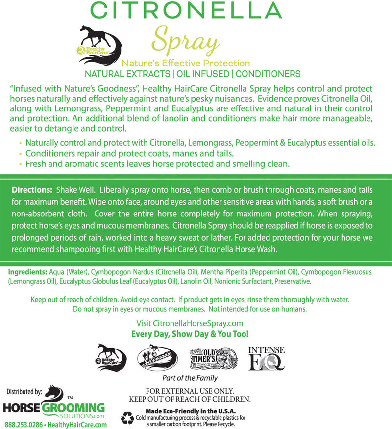 Horse Citronella Spray for Coat, Mane & Tail by Healthy HairCare #HCHSP32