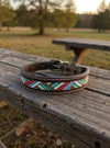 Epic Padded Leather Dog Collar with Beaded Design #D