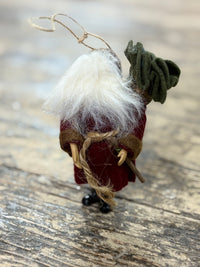 Vintage Folk Art Woodsman Ornament - Red Coat