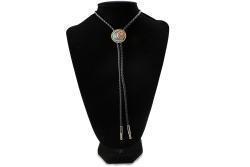 Double S Bolo Tie Turquoise Stone Flower