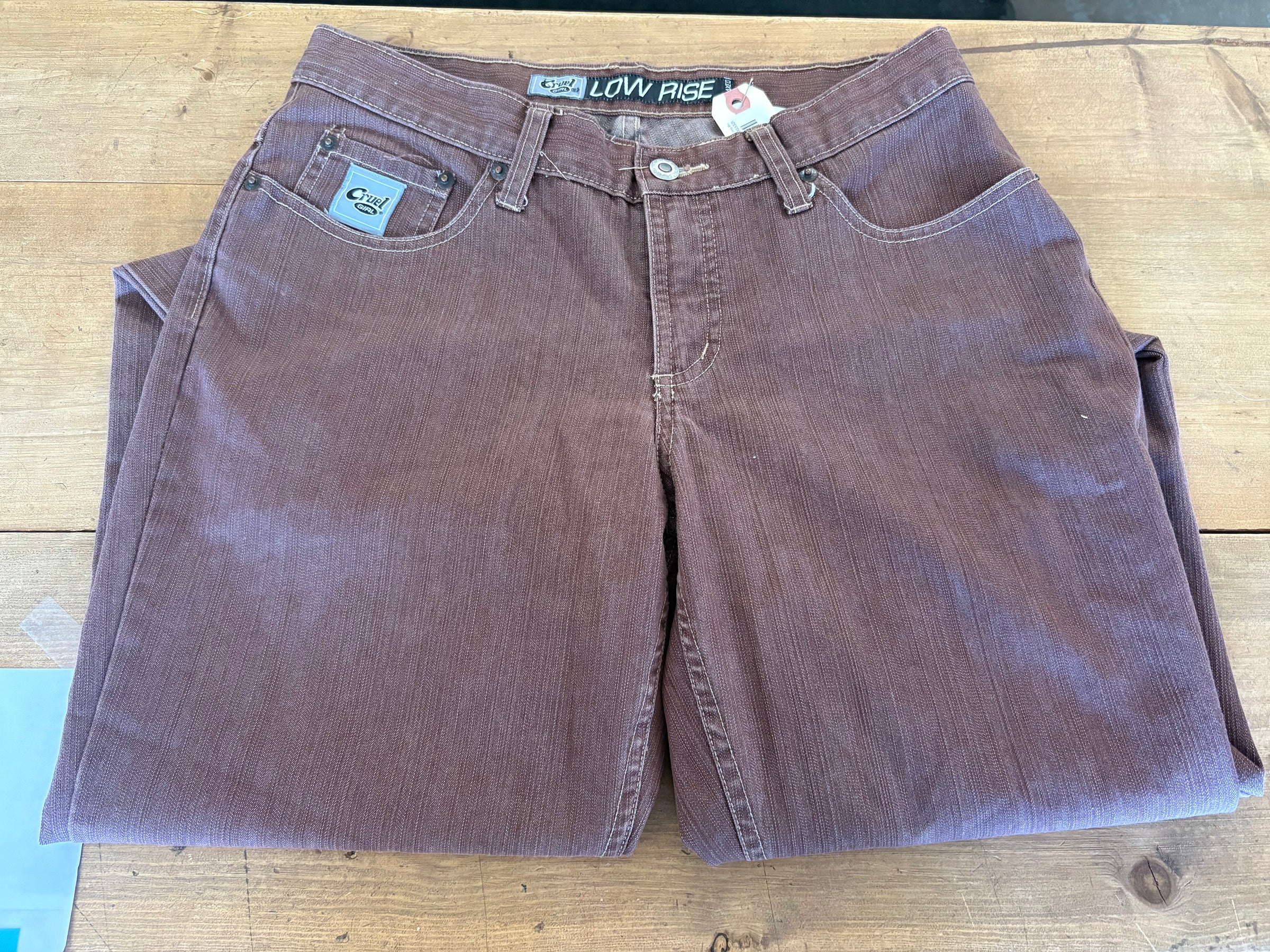 Cruel Girl Low Rise Relaxed Jean-Women’s 9 Long Brown