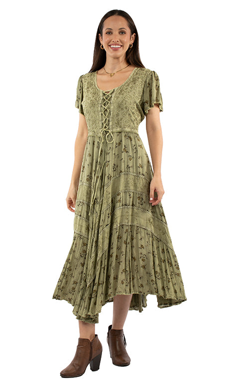 Scully Capsleeve Printed Lace Front Dress