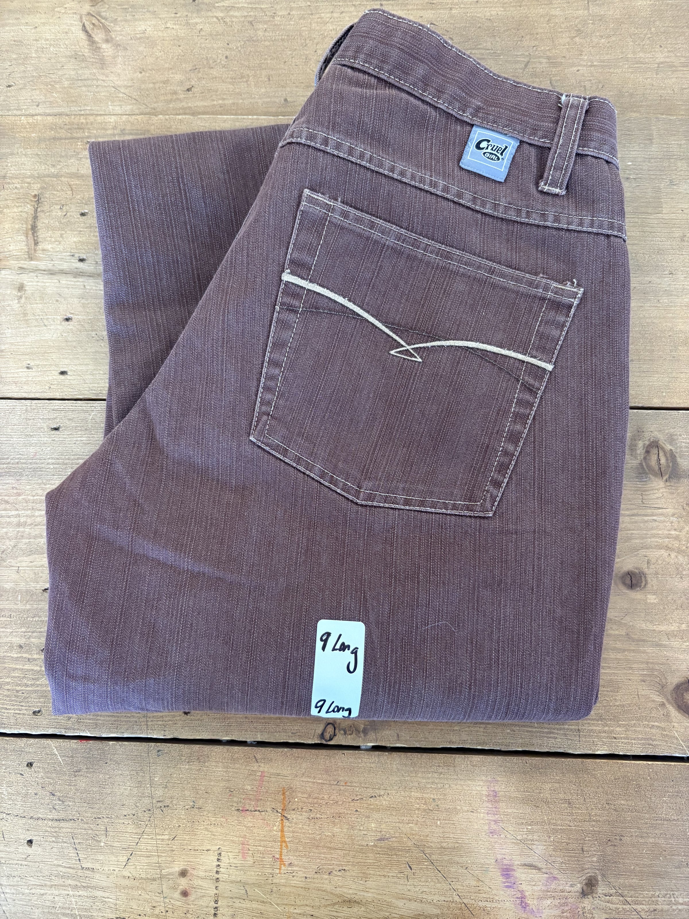 Cruel Girl Low Rise Relaxed Jean-Women’s 9 Long Brown