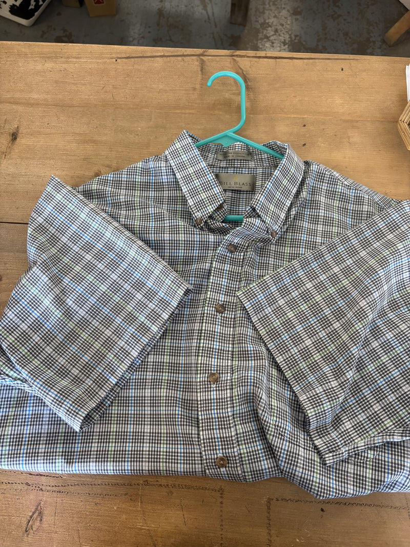 bill blass mens dress shirts Bill Blass Men's Big Twill Solid Performance Dress Shirt, Blue, 19
