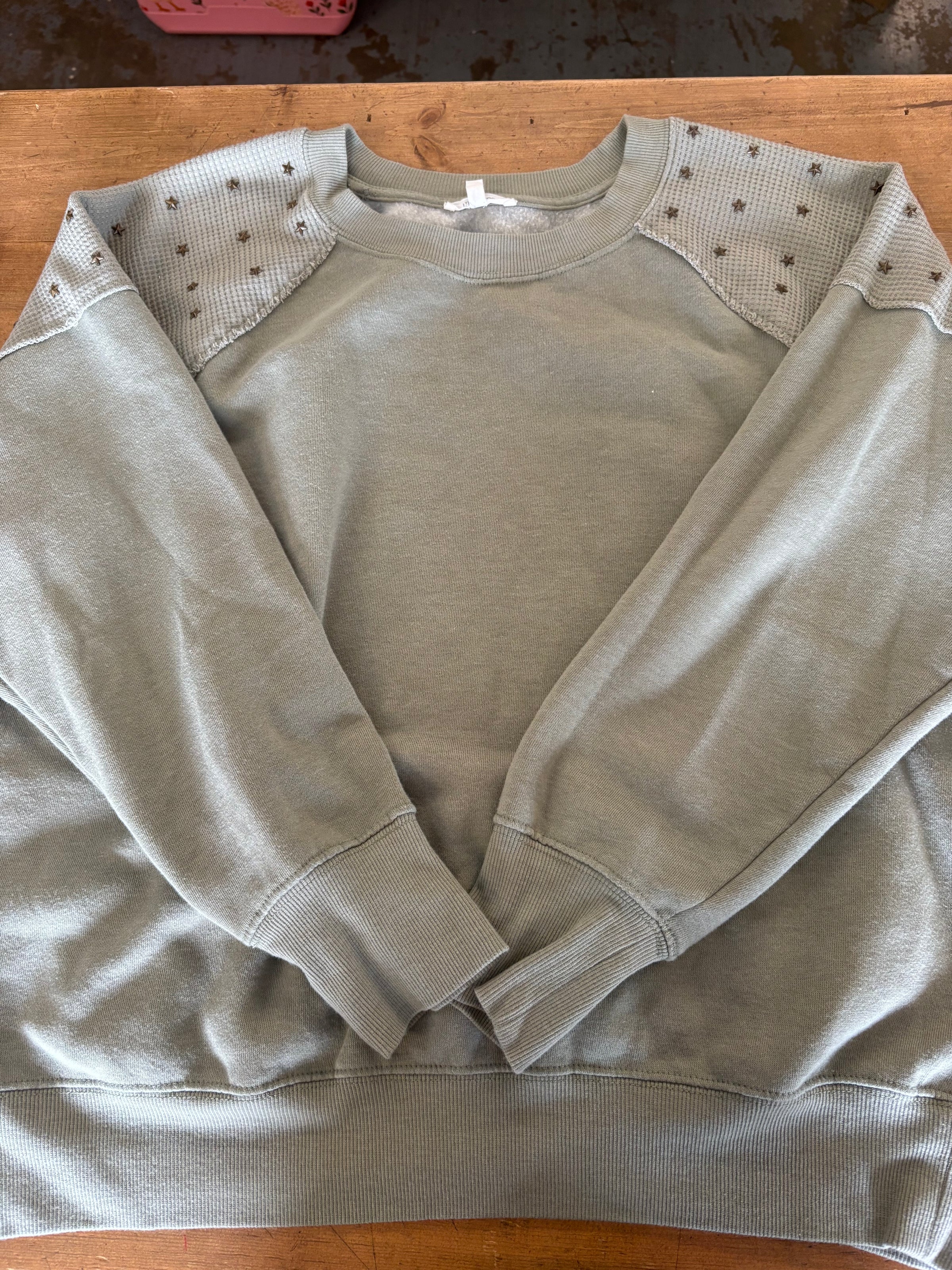 Women's Waffle Knit Star Stud Sweater
