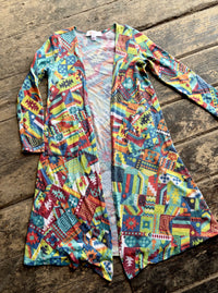 LuLaRoe Siarah Duster - Rainbow girl's 8