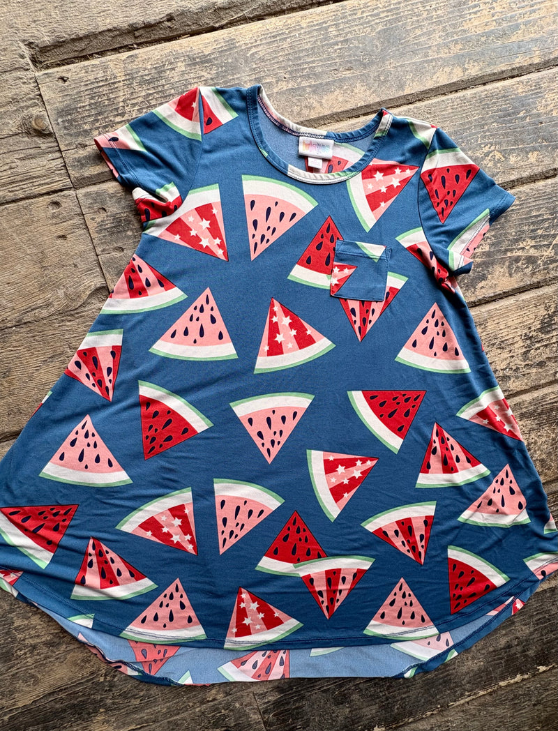 LuLaRoe Scarlett Watermelon Dress - girl's 8 Off The Beaten Path Saddlery LuLaRoe Scarlett Watermelon Dress - girl's 8 Off The Beaten Path Saddlery