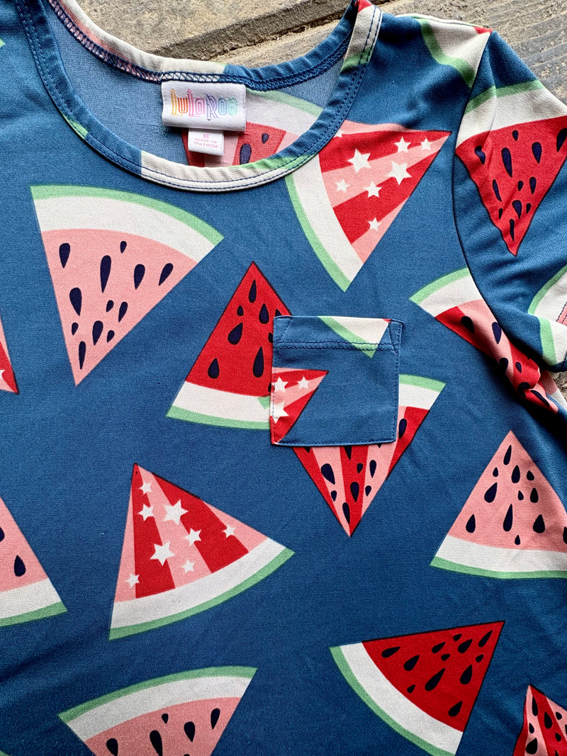 LuLaRoe Scarlett Watermelon Dress - girl's 8