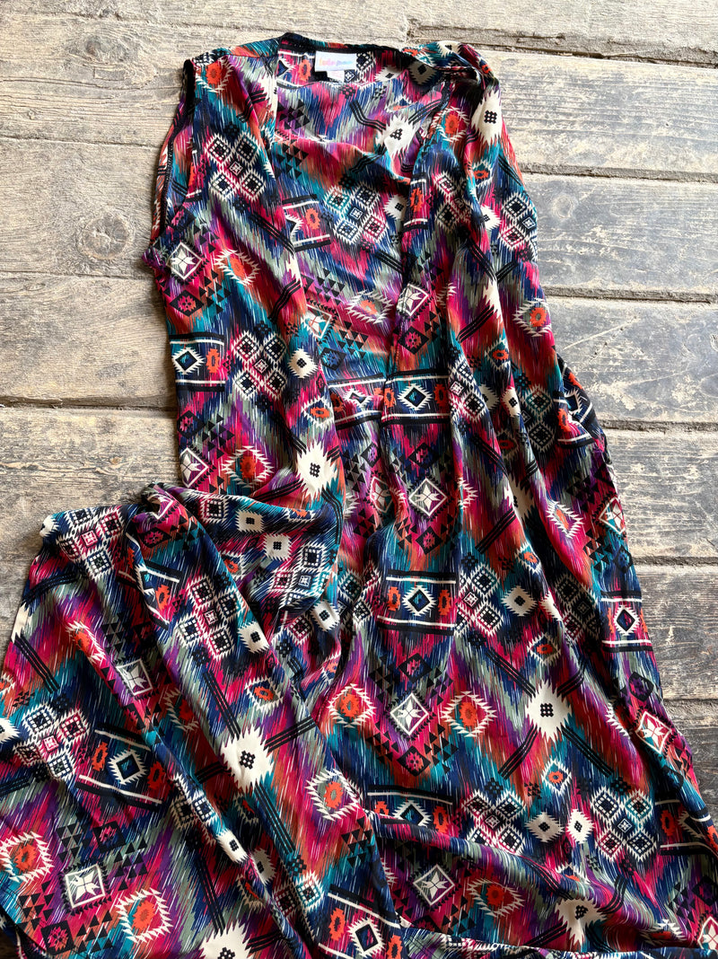 LuLaRoe Joy Duster Vest - Rainbow Aztec - Woman's S