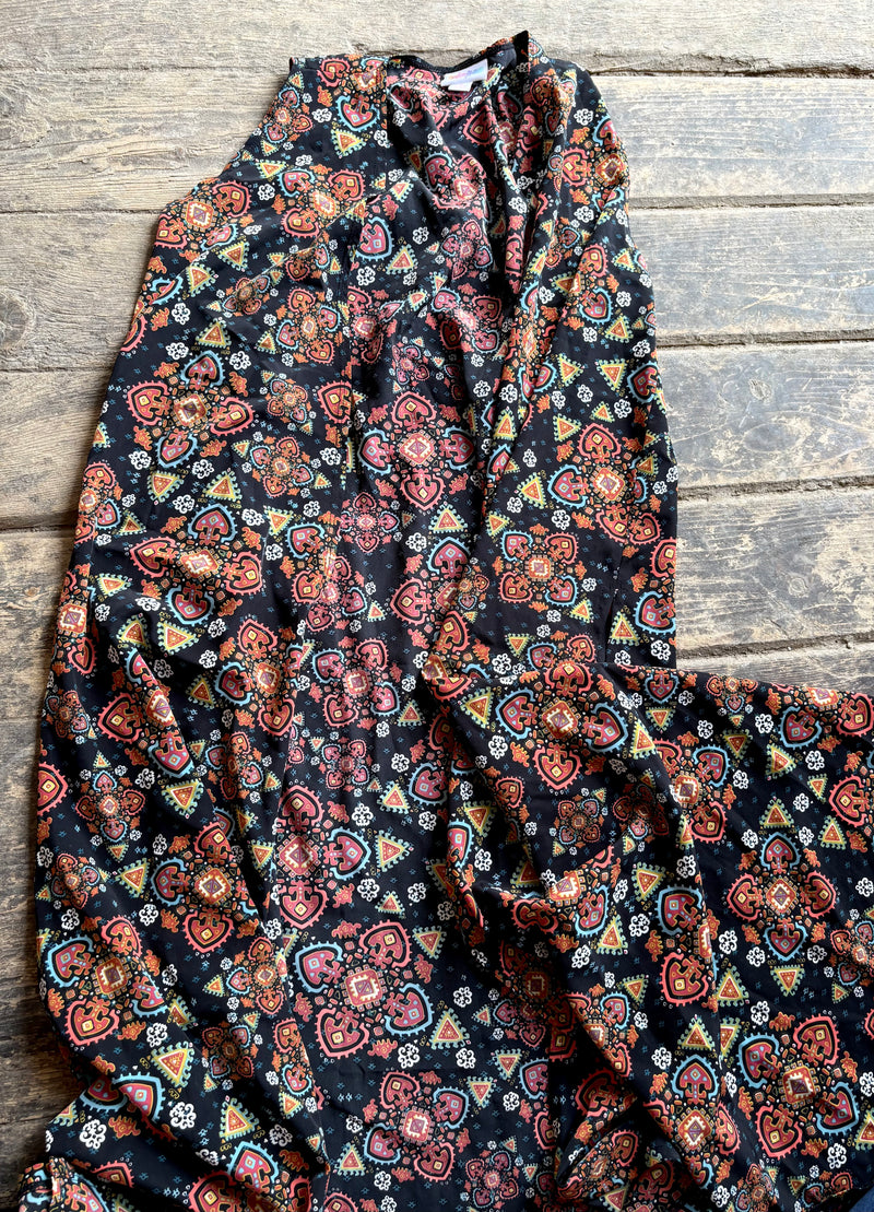 LuLaRoe "Joy" Duster Vest - Black Aztec