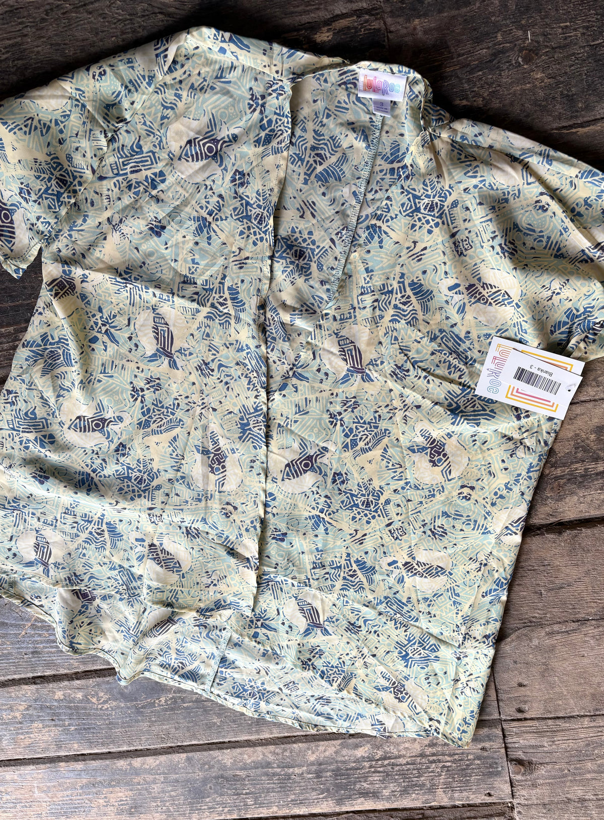 LuLaRoe "Bianca" Cover Up - Green and Yellow (6/8)
