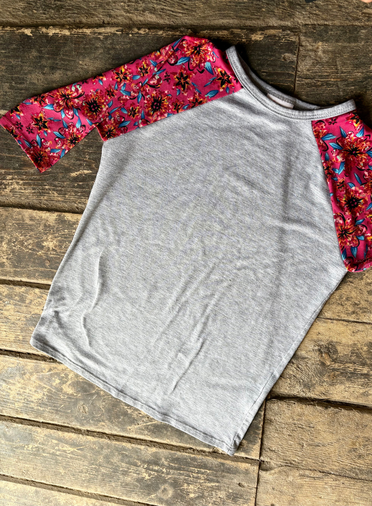 LuLaRoe Sloan Baseball Tee - girls 8