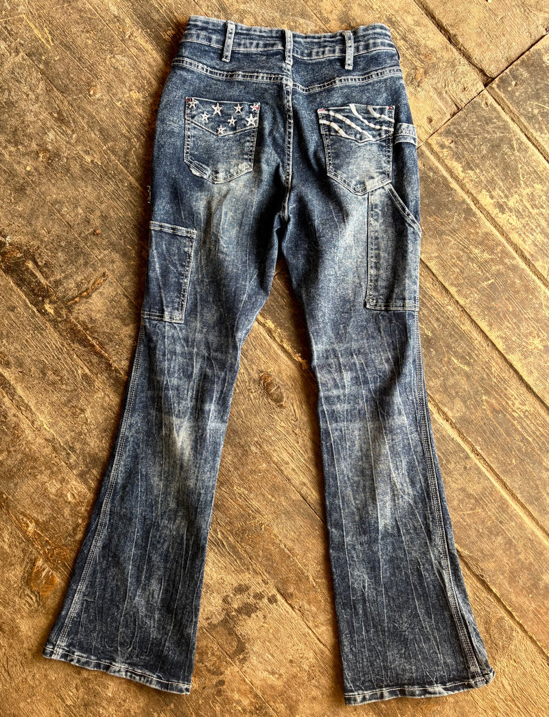 Blue Jeans - star and stripe pockets - M
