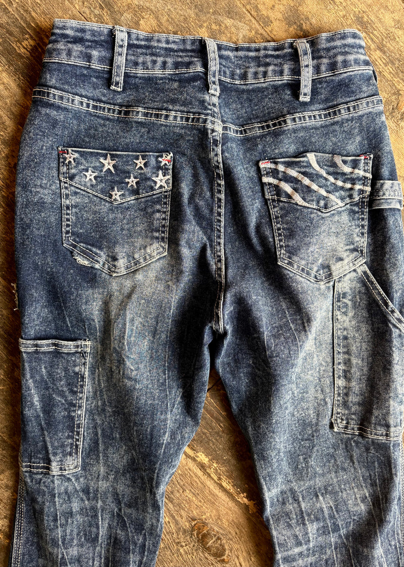 Blue Jeans - star and stripe pockets - M