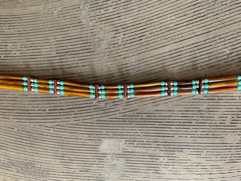 Choker Amber/Turquoise/Silver 3 Row