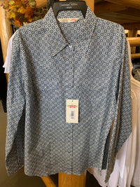 Ladies LS 100% Cotton Poplin Geo Print