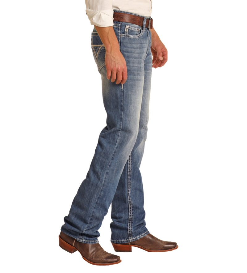 Rock & Roll Denim Relaxed Fit Large V Straight Leg Jeans