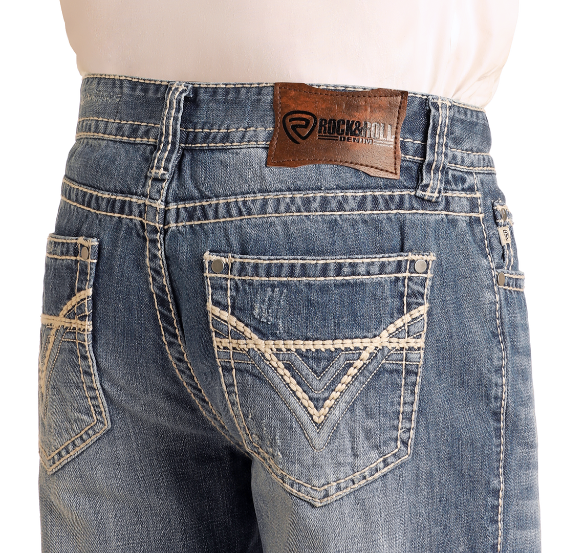 Rock & Roll Denim Relaxed Fit Large V Straight Leg Jeans