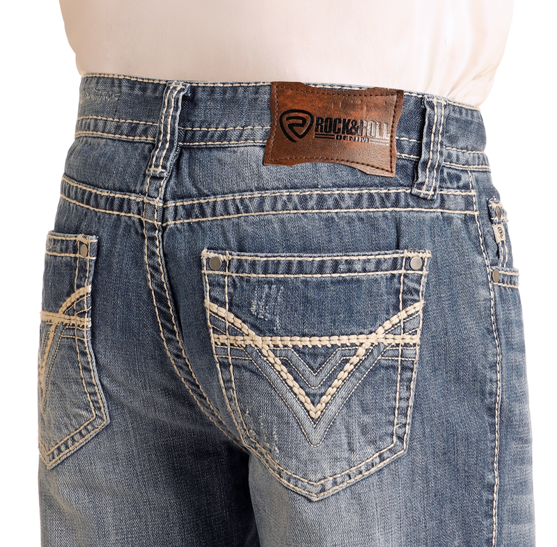 Rock & Roll Denim Relaxed Fit Large V Straight Leg Jeans