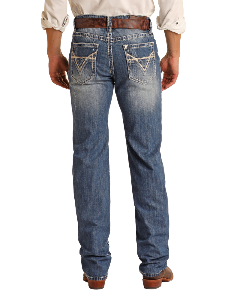 Rock & Roll Denim Relaxed Fit Large V Straight Leg Jeans