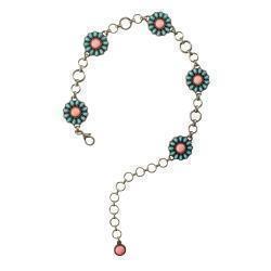 Nocona Girls Chain Belt Floral Conchos Turquoise Pink