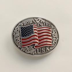 Nocona Mens Oval Smooth Edge Flag Born In USA