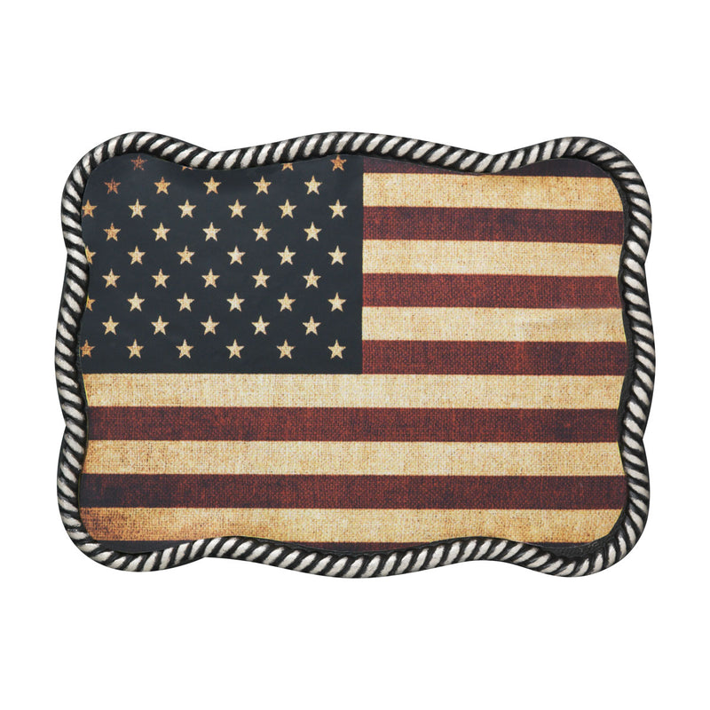 Nocona Rectangle USA Flag Design Buckle