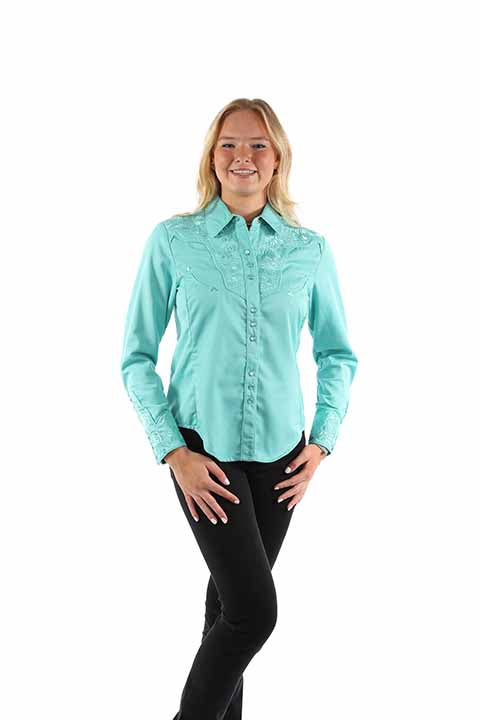 Scully Floral Tooled Classic Western Shirt