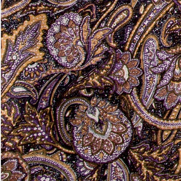 Gold and Purple Paisley Jacquard Silk Scarf