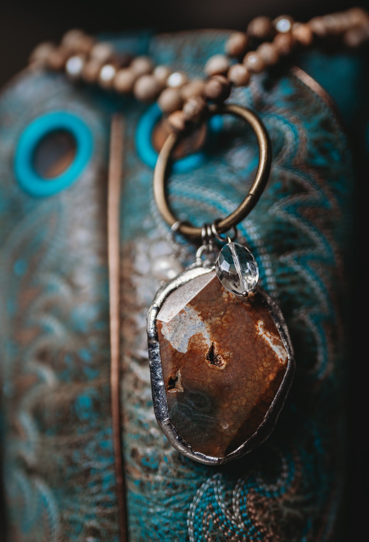 Agate Necklace - Natural Beeding color