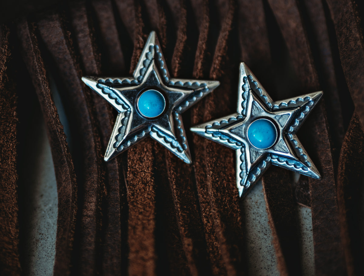 Turquoise Star Earrings - 1"