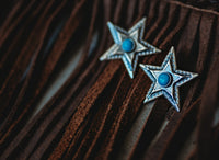 Turquoise Star Earrings - 1"