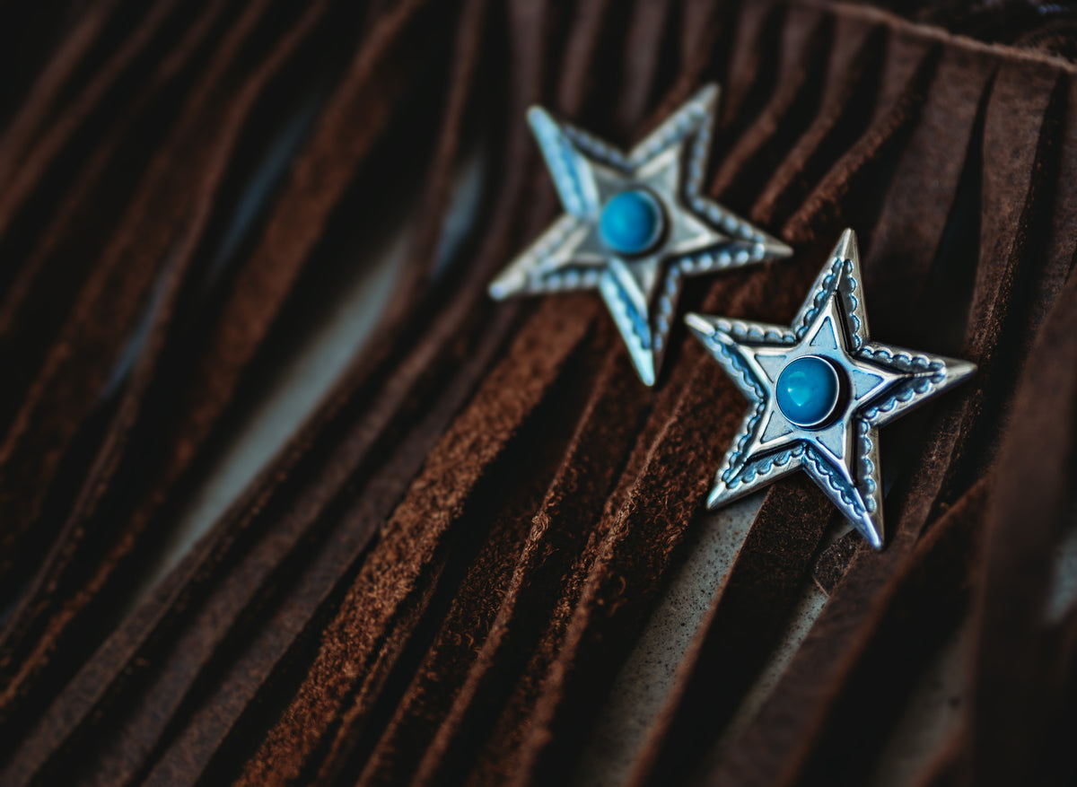 Turquoise Star Earrings - 1"