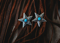 Turquoise Star Earrings - 1"