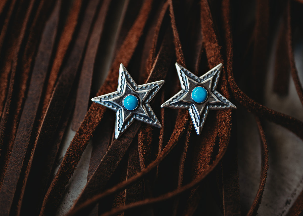 Turquoise Star Earrings - 1"