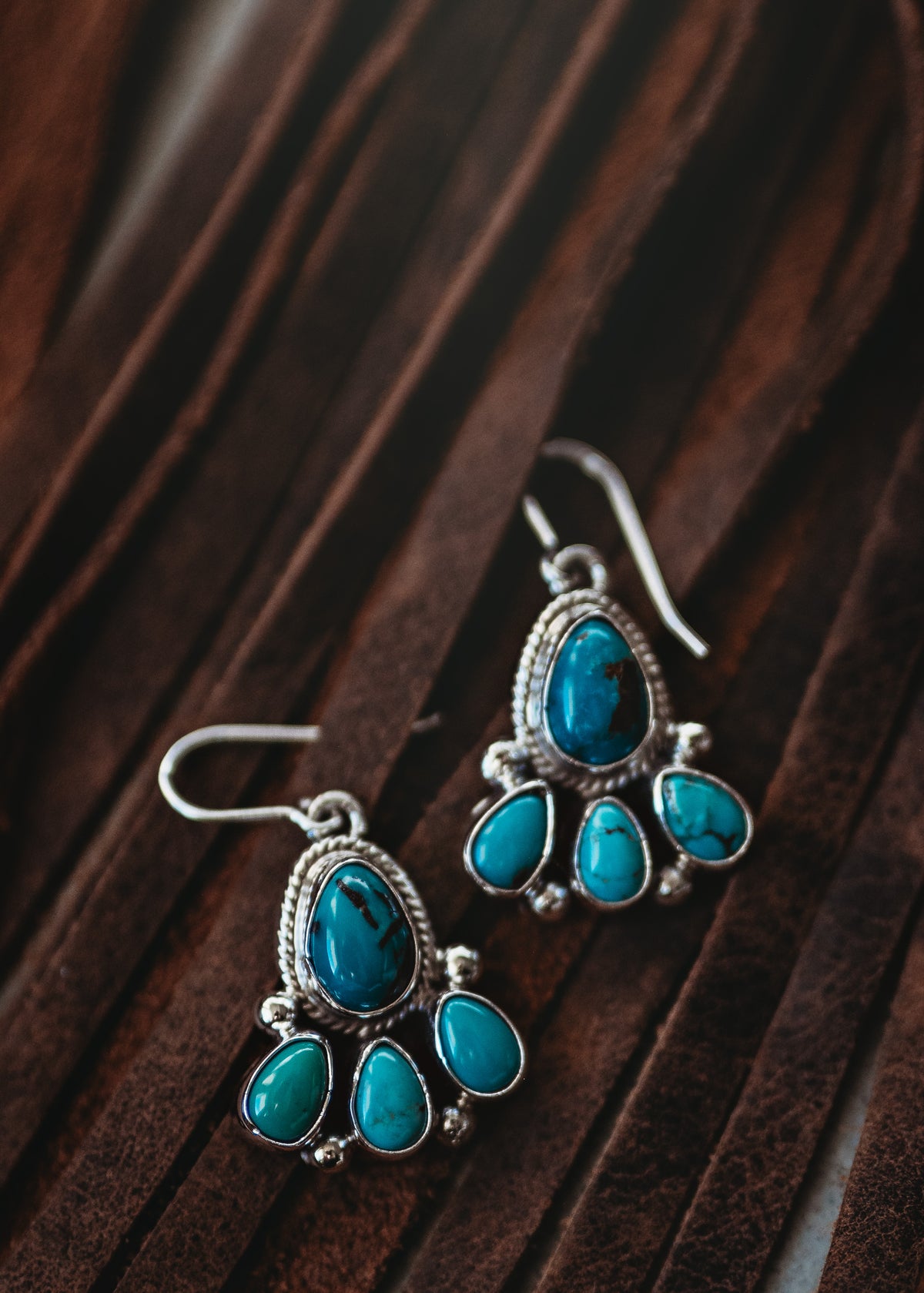 Turquoise Four Stone Earrings