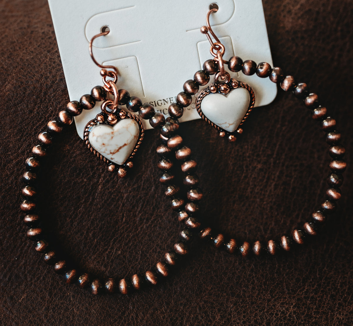 Copper Heart Dangle Earrings