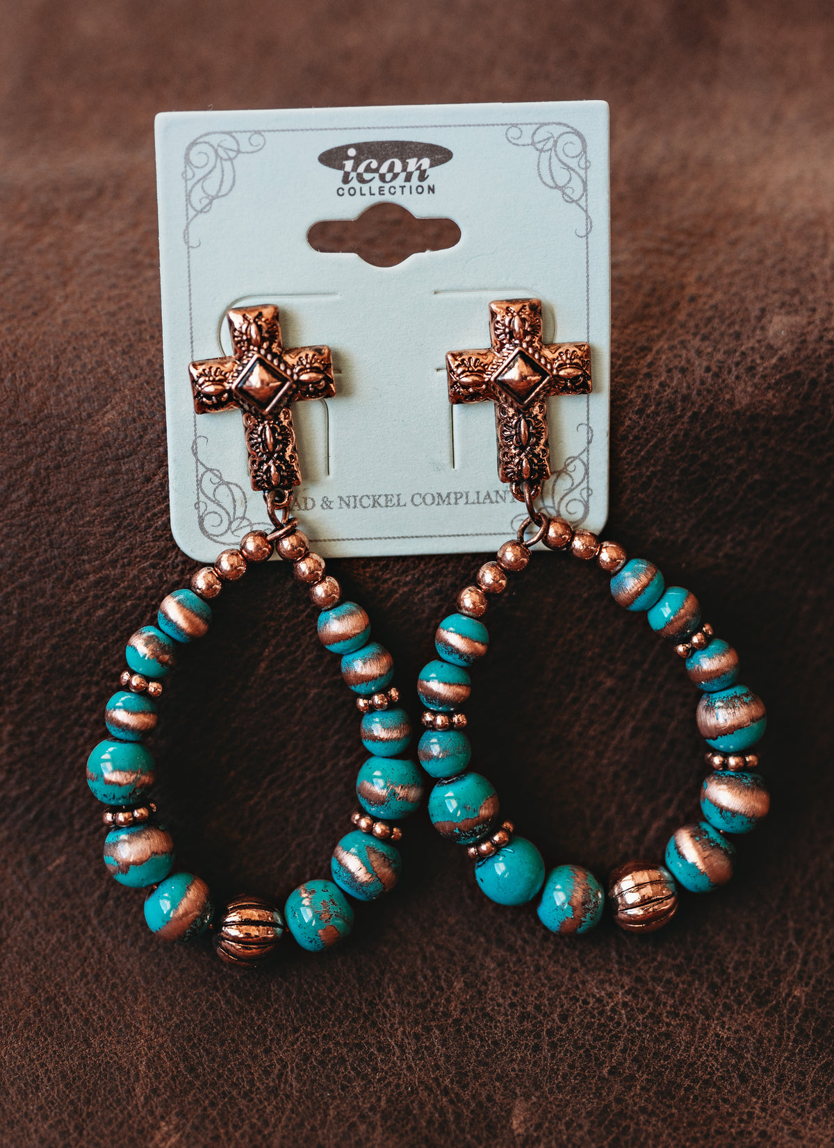 Copper Cross Earrings