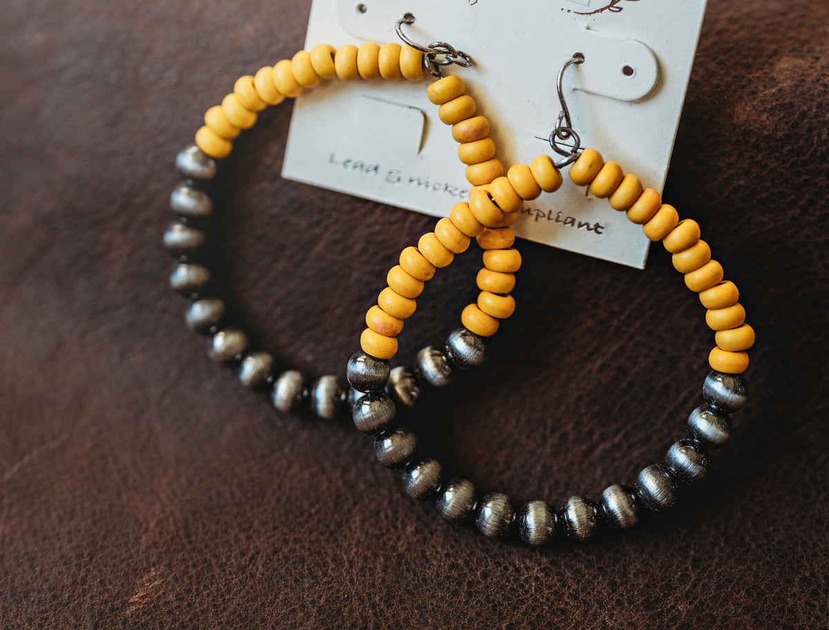 Yellow and Pewter Earrings