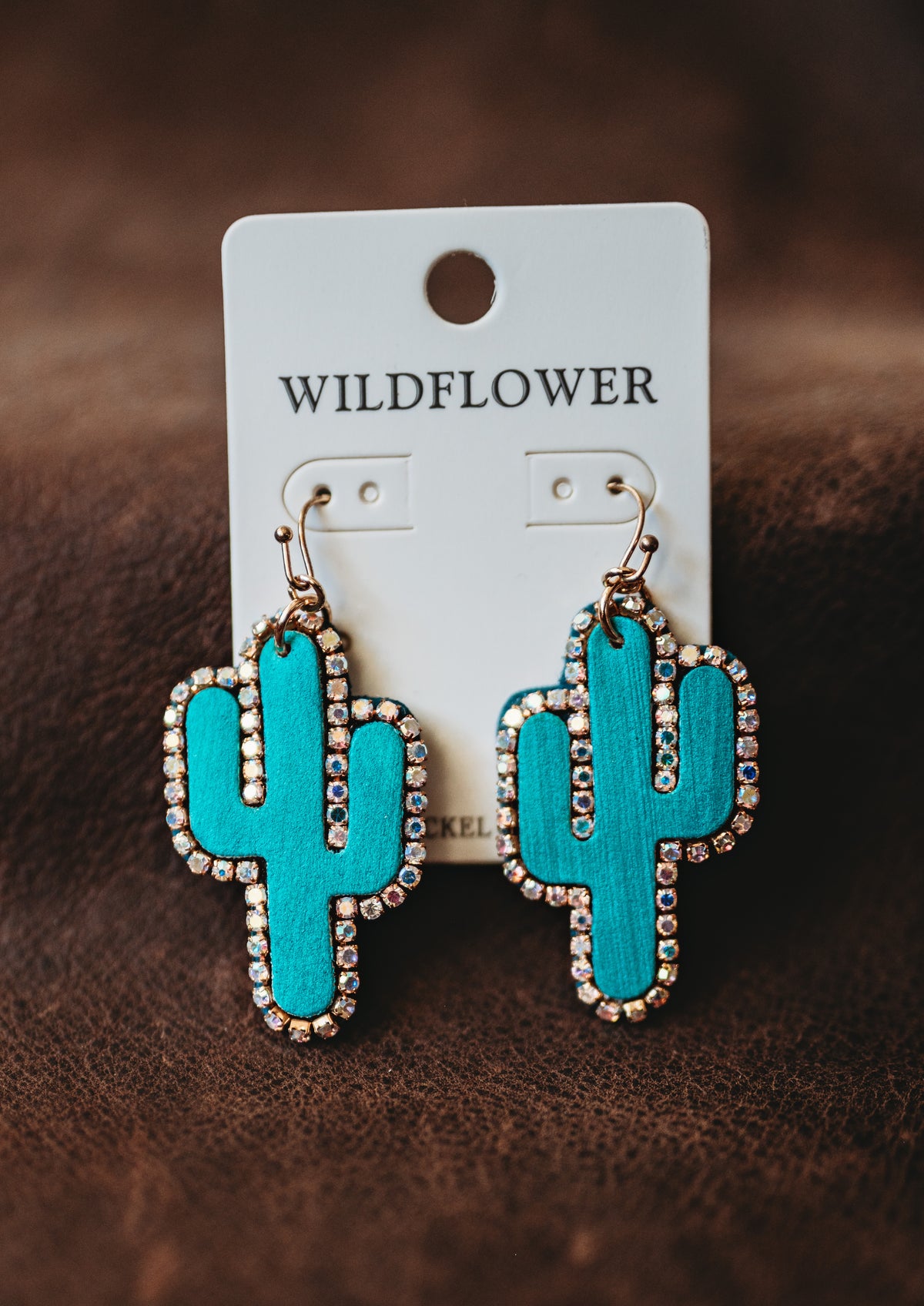Cactus with Rhinestone Earrings