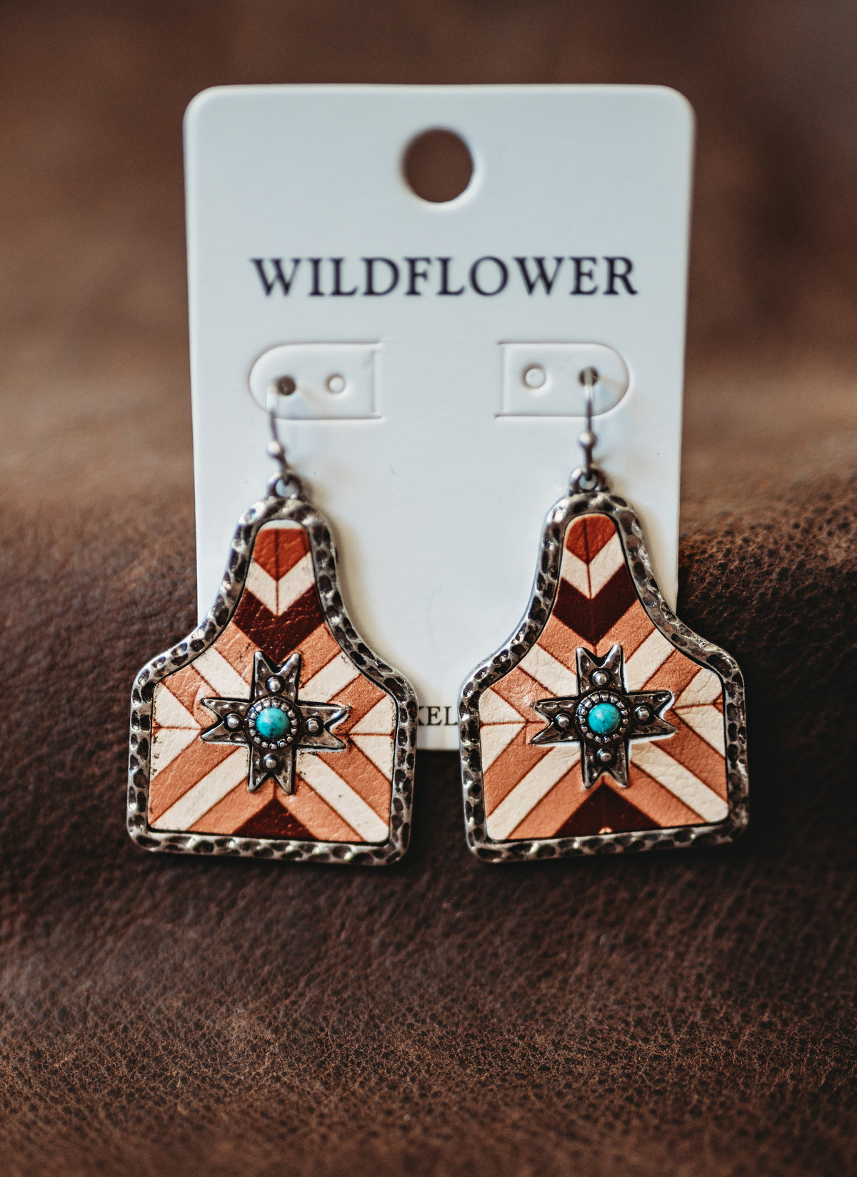 Western Tag with Teal Stone Earrings